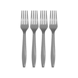 TENEDOR DESCARTABLE REFORZADO PLATEADO 19cm X10 Unidades