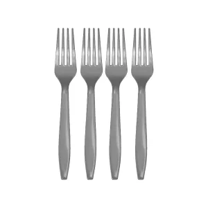 TENEDOR DESCARTABLE REFORZADO PLATEADO 19cm X10 Unidades