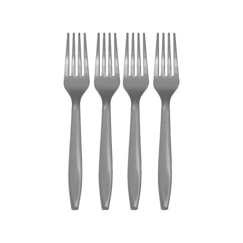 TENEDOR DESCARTABLE REFORZADO PLATEADO 19cm X10 Unidades