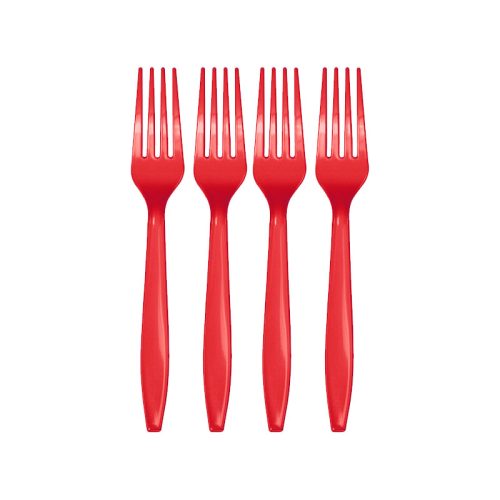 TENEDOR DESCARTABLE  REFORZADO ROJO 19cm X10 Unidades