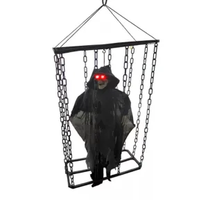 Fantasma en Jaula para Colgar con Luz Sonido y Vibración