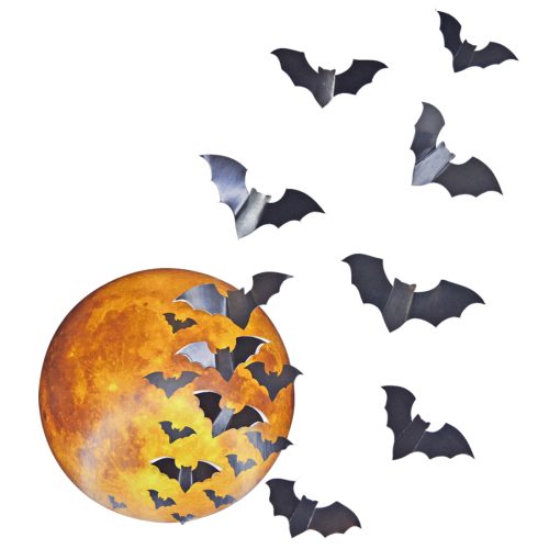 Luna con Murcielagos 3D Cartulina