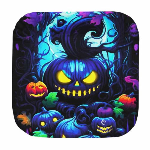 Plato Polipapel Halloween Cuadrado Chico Fondo Negro x8 Unidades