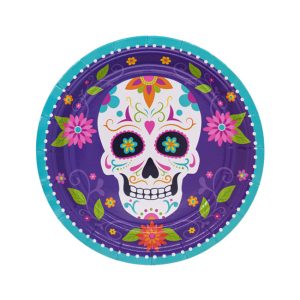 Plato Polipapel Halloween Calavera Mexicana x6u