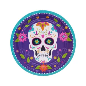Plato Polipapel Halloween Calavera Mexicana x6u