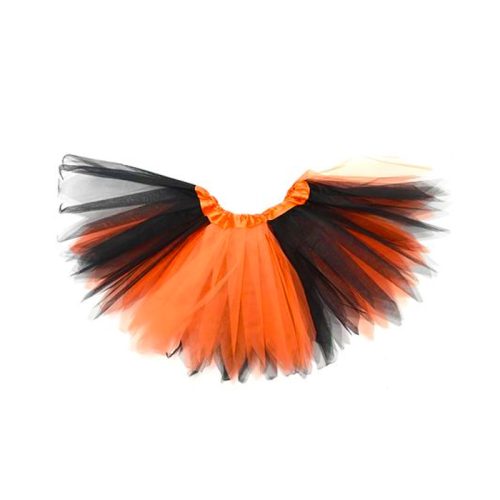 Pollera Tutú con Tul Color Naranja y Negro Halloween