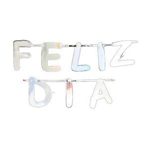 Banderin FELIZ DIA Letras Plateadas