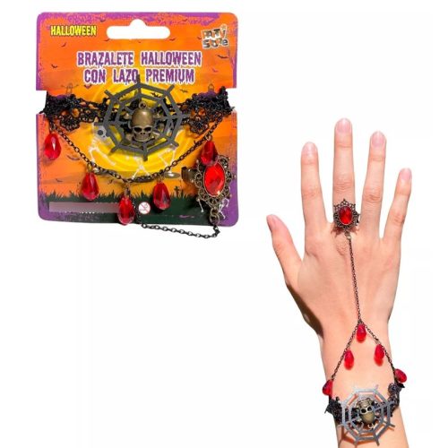 Pulsera Brazalete Pirata Gotico con Anillo y Rubies Halloween
