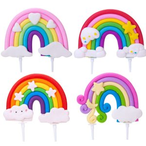 Topper para Torta Arcoiris Pastel Porcelana x1 Unidad