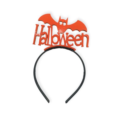 Vincha Happy Halloween Murcielago Naranja