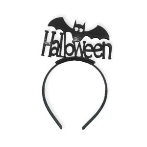 Vincha Happy Halloween Murcielago Negro Glitter
