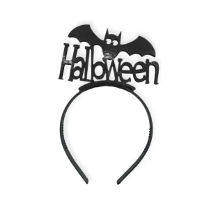 Vincha Happy Halloween Murcielago Negro Glitter