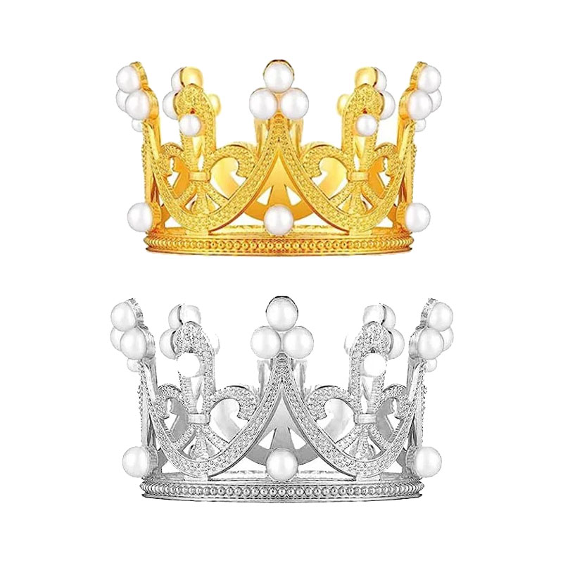 Adorno Mini Corona de Metal con Perlas Colores Surtidos