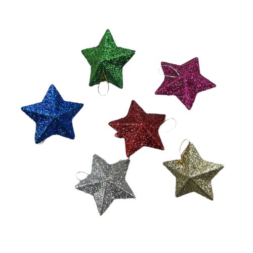 Adorno Navideño Estrella Gibreada Chica 5 Puntas x6u