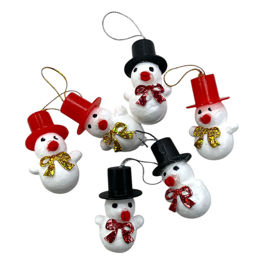 Adorno Navideño Muñeco de Nieve con Sombrero 5cm x6u