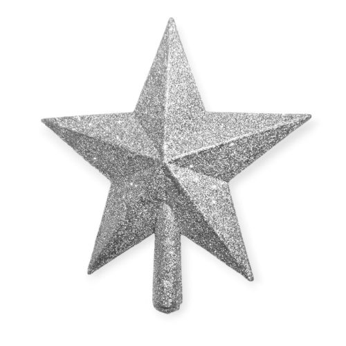 Adorno Navideño Puntal Estrella Chica con Gibre Plata 15 cm x1