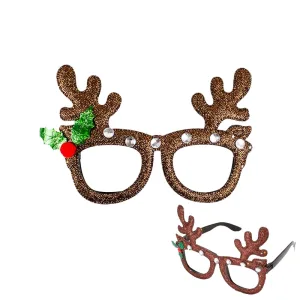 Anteojos Glitter Venado Navidad