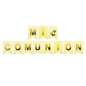 Banderin MI COMUNION Amarillo y Blanco