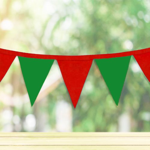 Banderin Liso Color ROJO y VERDE 3Mts (Friselina)