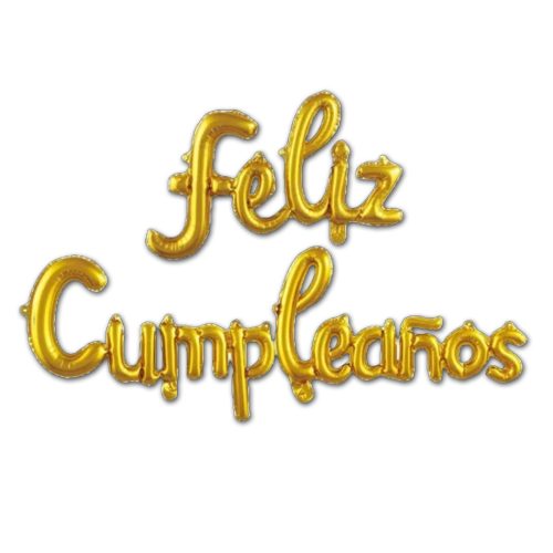 Globo Inflable FELIZ CUMPLEAÑOS CURSIVA Color Dorado Para Aire
