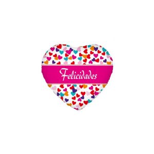 Globo Corazón Inflable Metalizado Felicidades 49cm