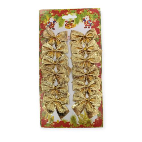 Moño Navideño Metalizado Dorado 5cm x12u