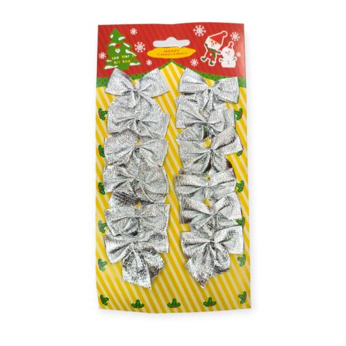 Moño Navideño Metalizado Plateado 5cm x12u