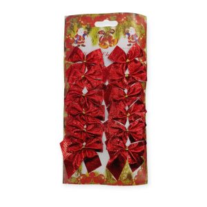 Moño Navideño Metalizado Rojo 5cm x12u