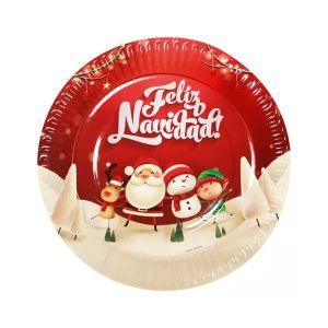 Plato Polipapel Feliz Navidad x6 Unidades