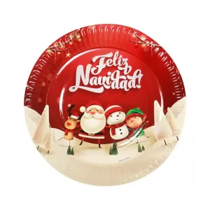 Plato Polipapel Feliz Navidad x6 Unidades