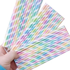 Sorbete Polipapel Rayado Multicolor Pastel x25 Unidades