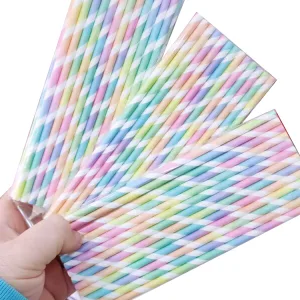 Sorbete Polipapel Rayado Multicolor Pastel x25 Unidades
