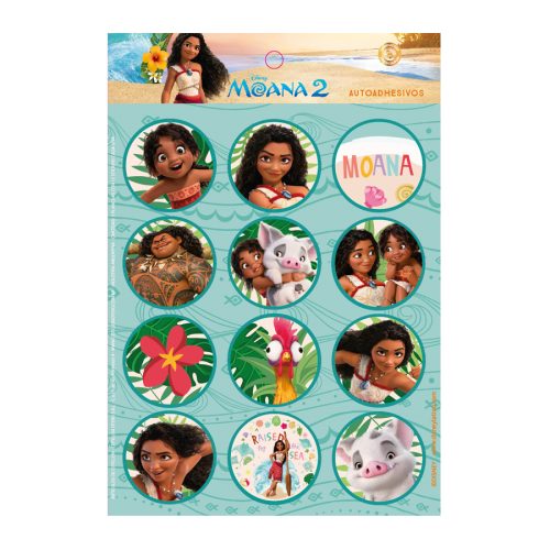Stickers Autoadhesivos Moana 2 x24 Unidades Licencia Oficial