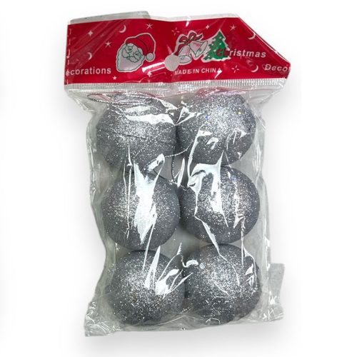 Bolas Plateadas Gibre 4 cm x6 Unidades