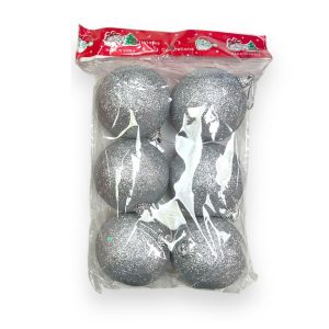 Bolas Gibreadas Plateadas 6 cm x6 Unidades