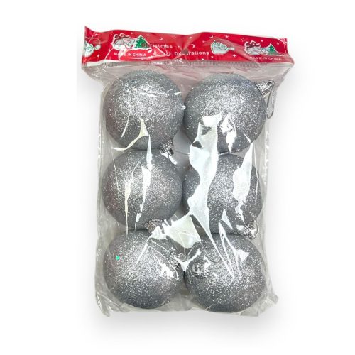 Bolas Gibreadas Plateadas 6 cm x6 Unidades