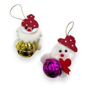 Adorno Navideño Bola Cascabel con Aplique de Tela