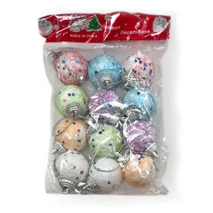 Bolas Nevadas Colores Surtidos con Confetti x12 Unidades