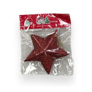 Adorno Navideño Estrella Gibreada 10 cm Roja x1 Unidad
