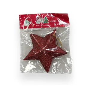 Adorno Navideño Estrella Gibreada 10 cm Roja x1 Unidad