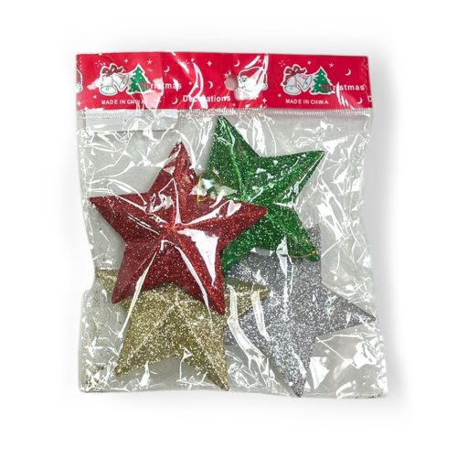 Adorno Navideño Estrellas Gibreadas Grande x4u