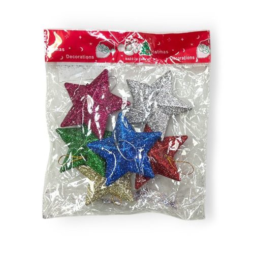 Adorno Navideño Estrellas Gibreadas Mediana x6u