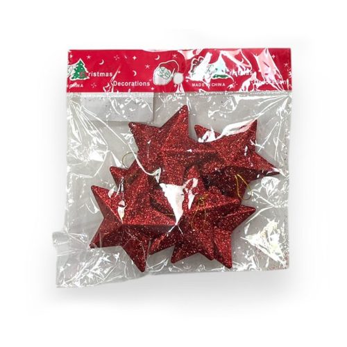 Adorno Navideño Estrellas Gibreadas Mediana Rojo x6u