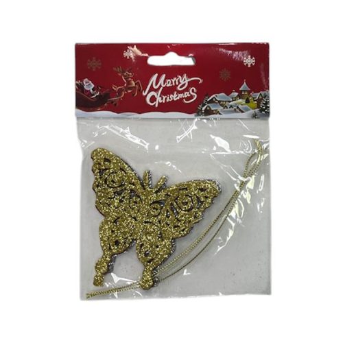 Adorno Navideño Mariposa Gibreada 8cm x3u Colores Surtidos