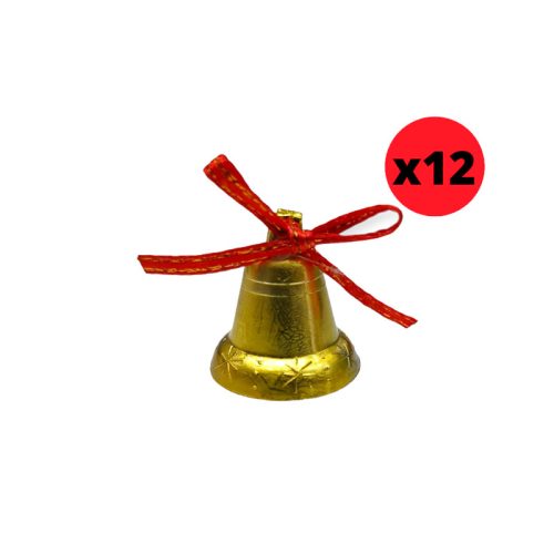 Adorno Navideño Campanitas con Moño 3 cm x 12u