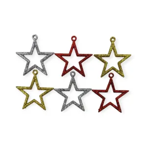 Adorno de Navidad Contorno Estrella Gibreada Chica Colores Surtidos 5 cm x6u