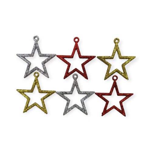 Adorno de Navidad Contorno Estrella Gibreada Chica Colores Surtidos 5 cm x6u