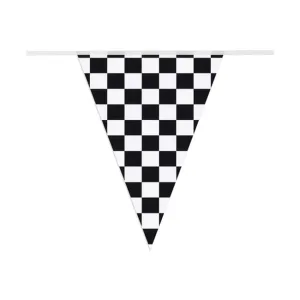 Banderín Triangular De Carreras Cuadriculado Blanco y Negro 2mts