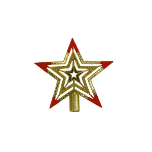 Estrella Puntera Navideña Calada Roja y Dorada 13cm Modelos Surtidos x1