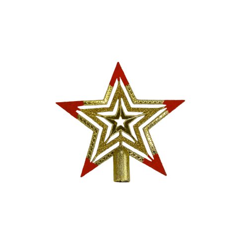 Estrella Puntera Navideña Calada Roja y Dorada 13cm Modelos Surtidos x1